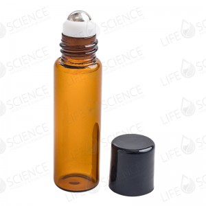 5 ml Slimline Amber Glass Bottle with Steel Ball Roll-on (6-pack)
