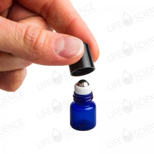 1 ml Cobalt Blue Bottle with Steel Roll-on (12-pack)