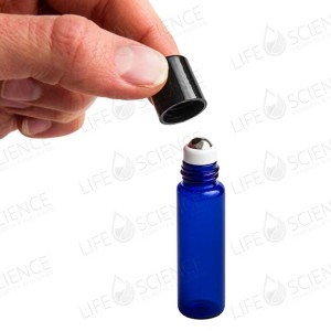 5 ml Slimline Cobalt Blue Glass Bottle with Steel Roll-on (6-pack) 