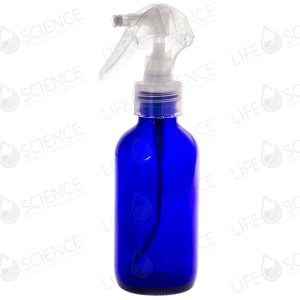 4 oz Blue Glass Bottle With Trigger Sprayer (4-pack)
