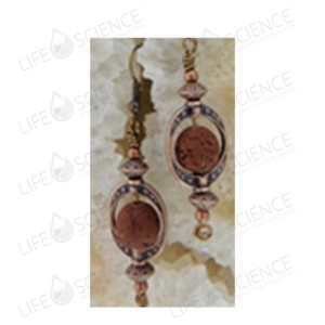 Lava Oval Earring with Hammered Copper Hoop