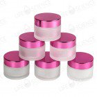 Frosted Jars with Pink Lids (6 Pack)
