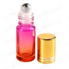 5 ml Faded Pink to Red Glass Bottle with Steel Roll-On with Gold Lid (6 Pack)