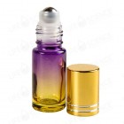 5 ml Faded Purple to Yellow Glass Bottle Steel Roll-on with Gold Lid (6 Pack)